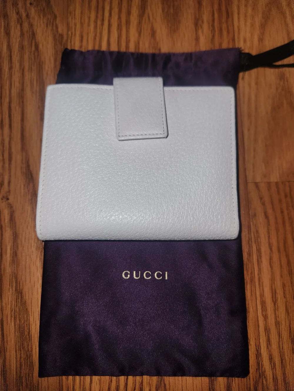 Gucci Wallet Compact White Leather Logo With Dustbag - Picture 2 of 6